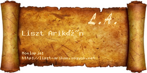 Liszt Arikán névjegykártya